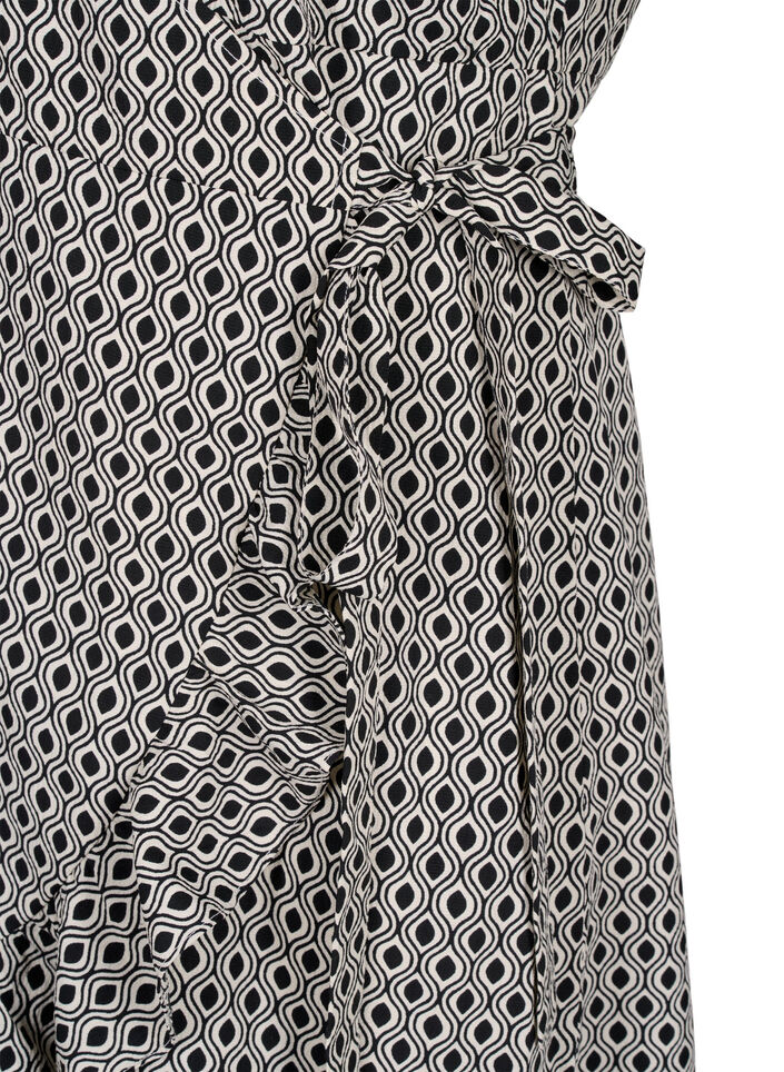 FLASH - Wrap dress with short sleeves, Black White Graphic, Packshot image number 3