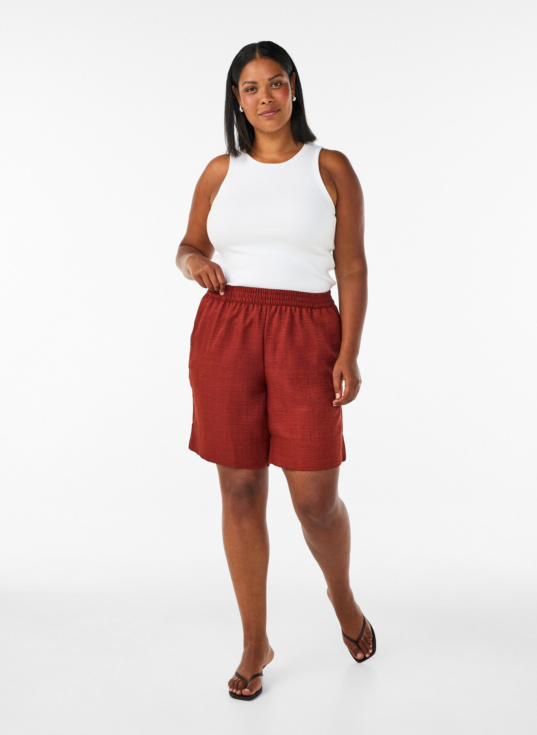 ZizzifashionShorts with pockets and high waist, Red, Model image number 1