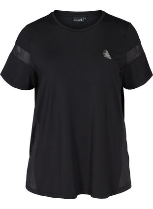 Short-sleeved exercise t-shirt, Black, Packshot image number 0