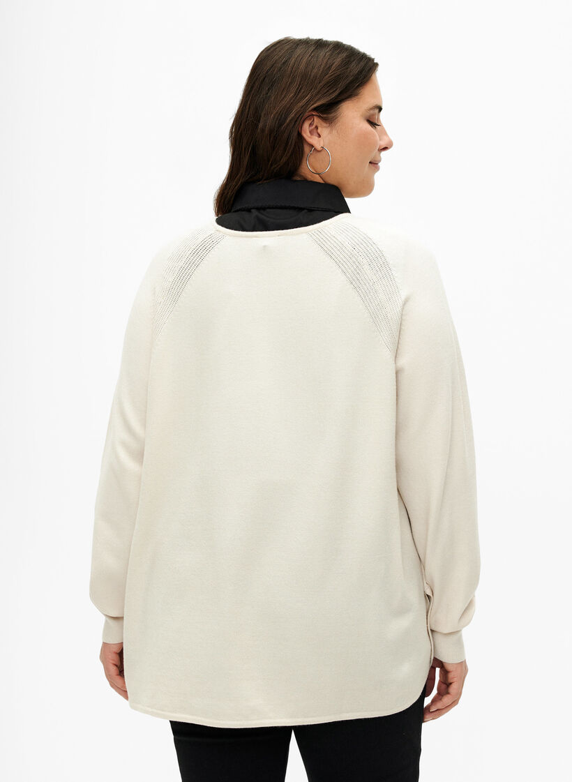 Knitted blouse with Raglan sleeves, Birch Mel., Model image number 1