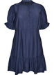 Short viscose dress with ruffle details, Blue, Packshot image number 0
