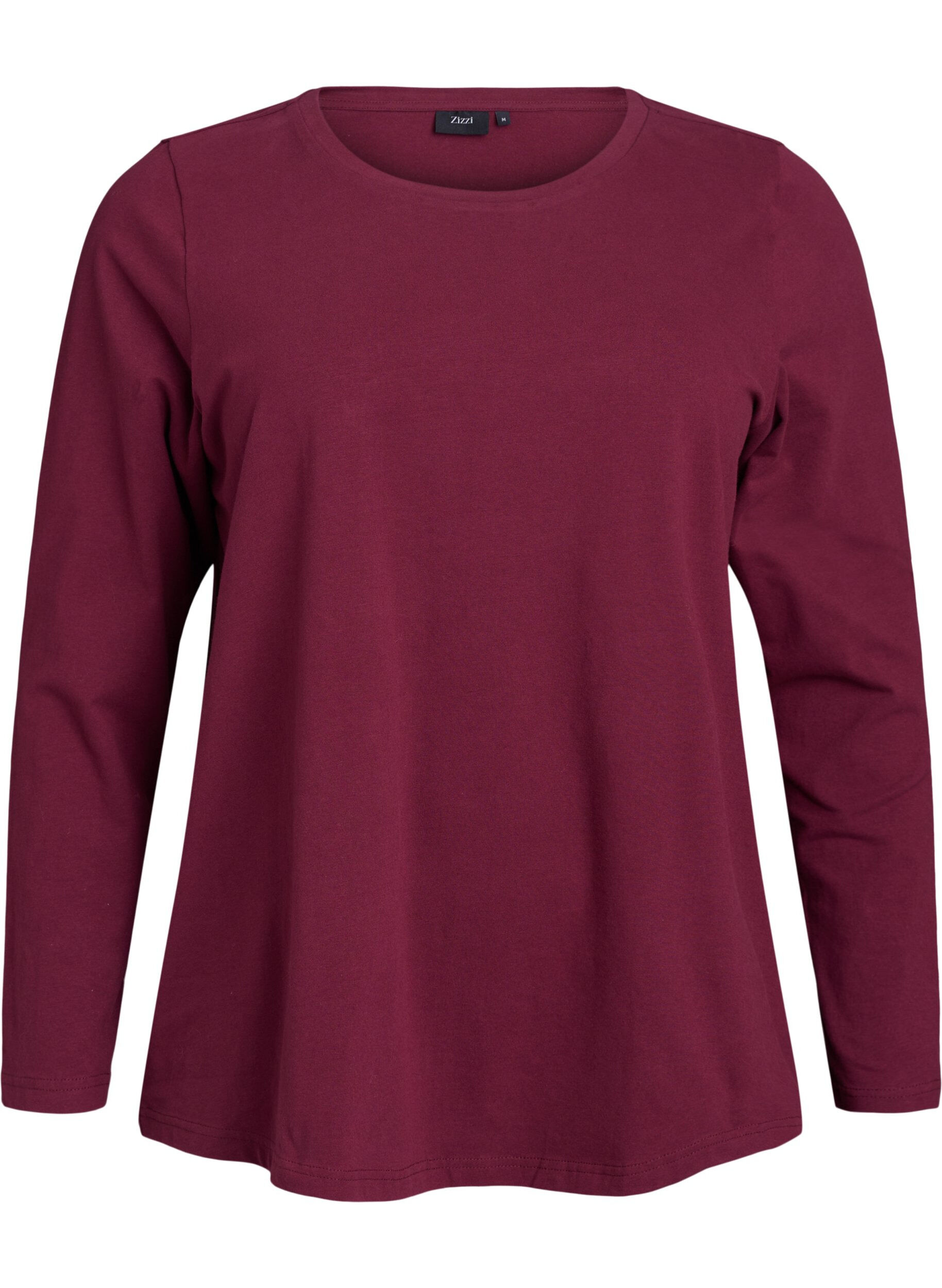 ZizzifashionBasic jersey blouse with long sleeves, Dark Bordeaux, Packshot image number 0