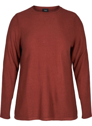 Ribbed knitted sweater with a round neck, Wild Ginger, Packshot image number 0