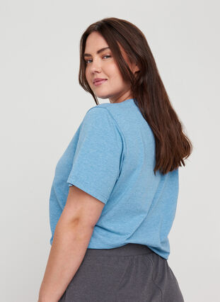Short-sleeved nightshirt with print, Blue Yonder Mélange, Model image number 1