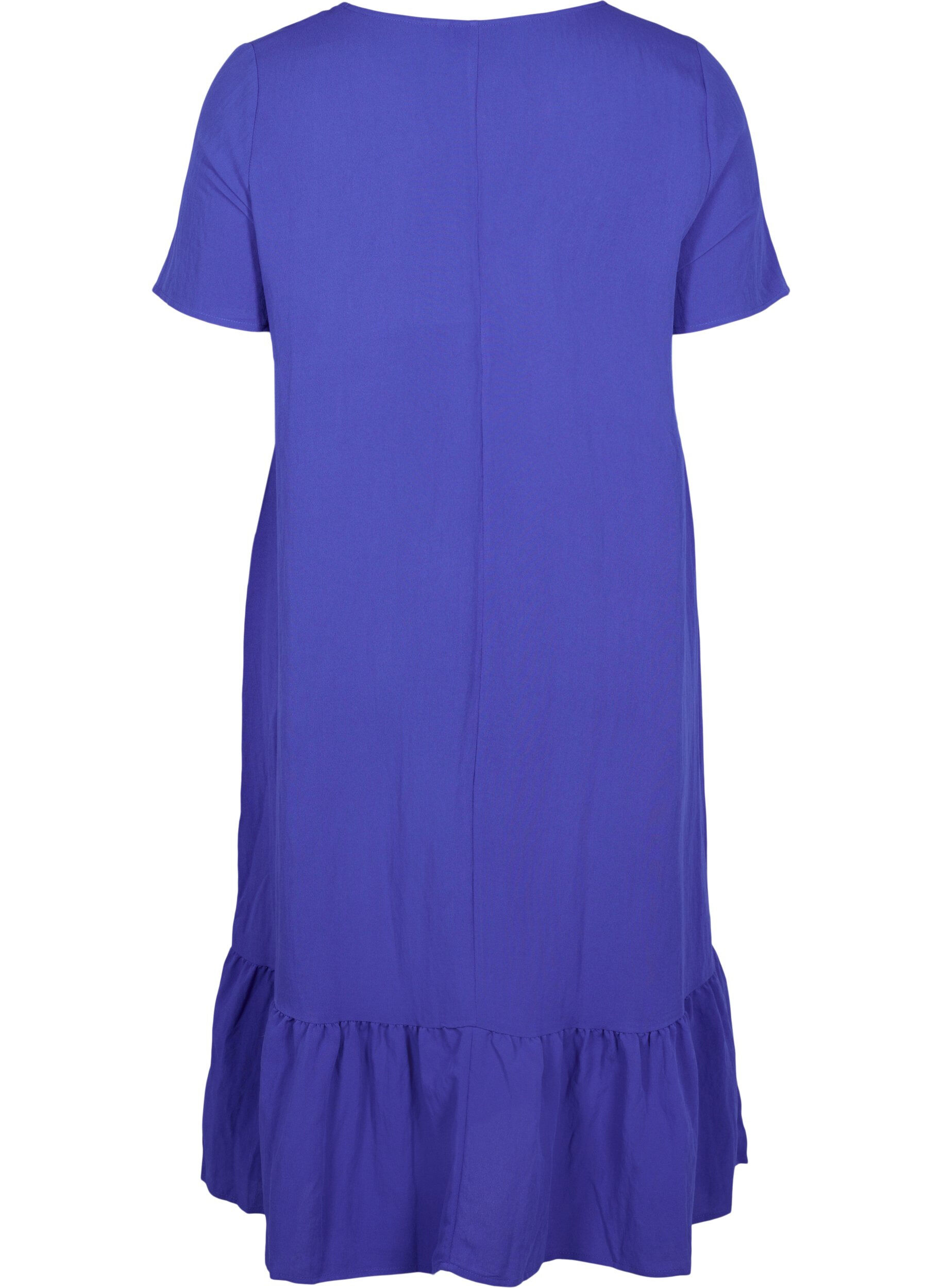 Zizzifashion Short-sleeved viscose dress with v-neck, Dazzling Blue, Packshot image number 1