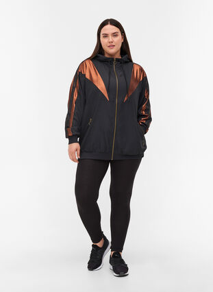 Sports jacket with print details and zip, Black, Model image number 4