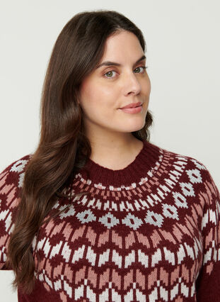 Patterned knitted sweater in a wool mix, Port Royal Comb, Model image number 2