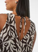 Sleeveless A-line maxi dress with a V-neck, Brown, Model image number 2