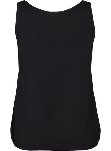 Cotton top with a round neck and lace trim, Black, Packshot image number 1