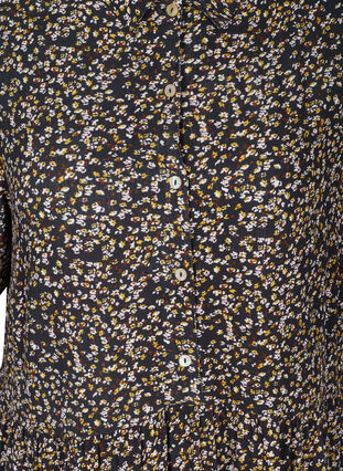 Short-sleeve viscose midi dress, Black W. Flower, Packshot image number 2