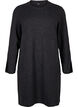 Knitted dress with a round neck and slit, Dark Grey Melange, Packshot image number 0