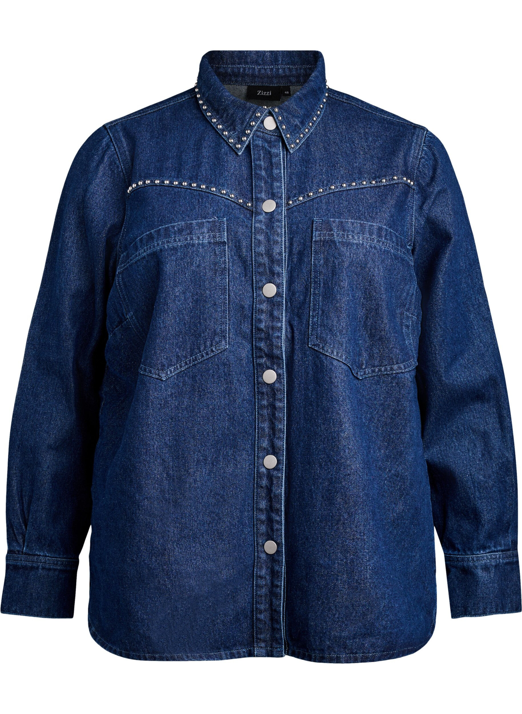 Denim shirt with studs