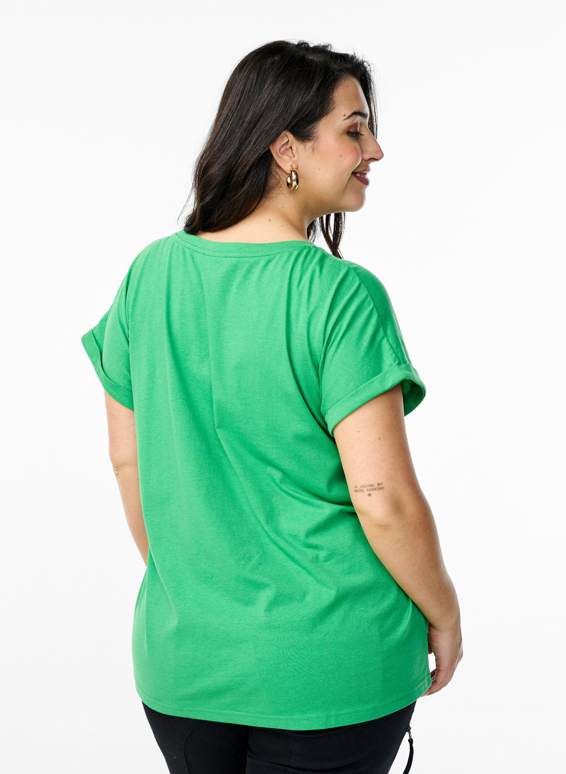 ZizzifashionShort sleeve cotton blend T-shirt, Green, Model image number 2
