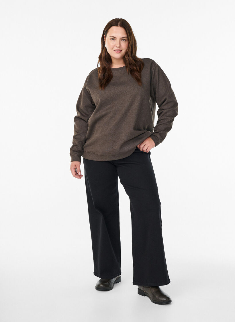 FLASH - Sweatshirt with crew neck, Brown, Model image number 1