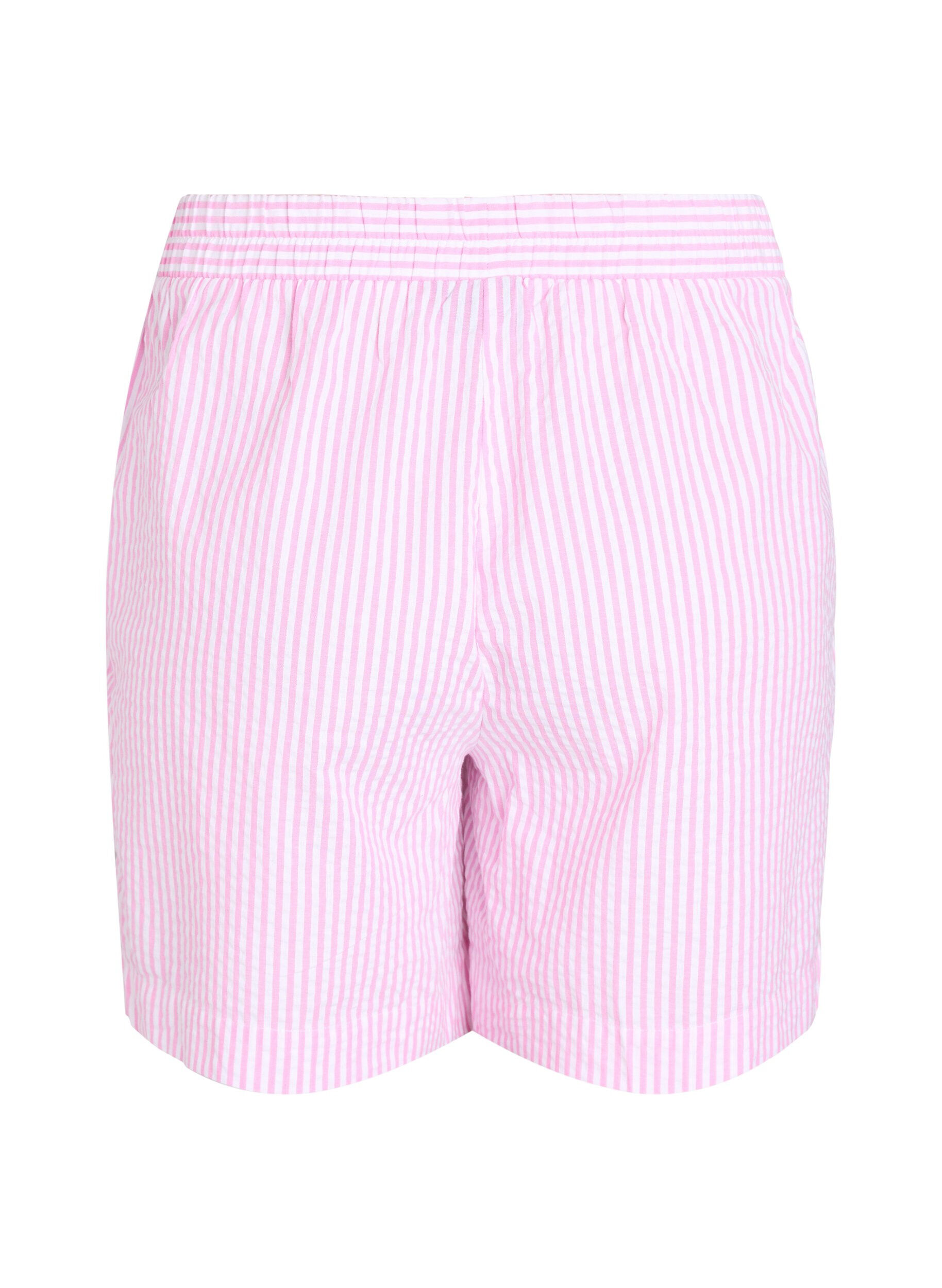 Zizzifashion FLASH - Striped Shorts with a high waist, Pink, Packshot image number 1