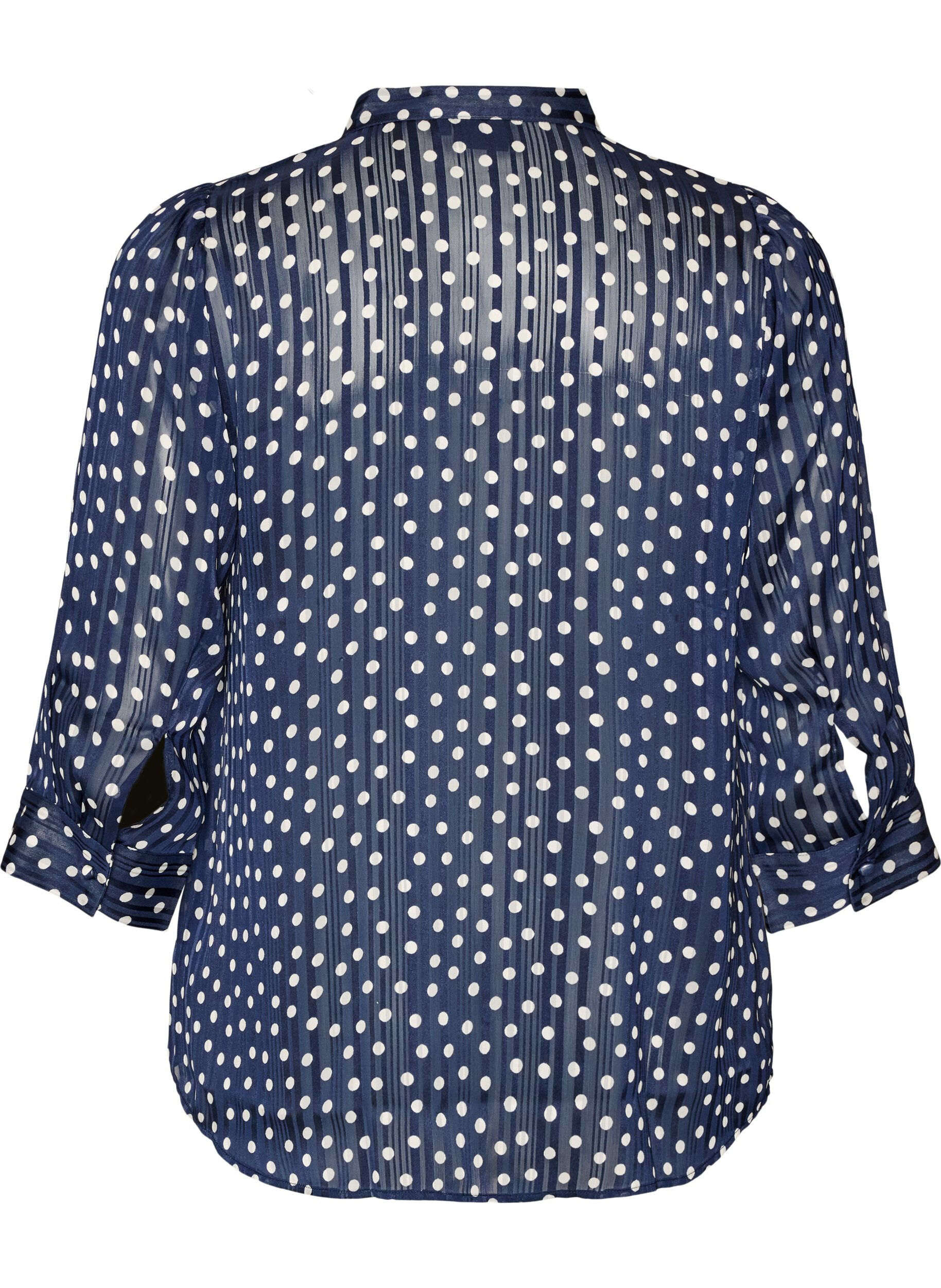 ZizzifashionPatterned shirt with a stand-up collar and 3/4-sleeves, Blue, Packshot image number 1