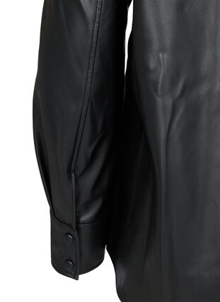 Imitation leather shirt jacket, Black, Packshot image number 3