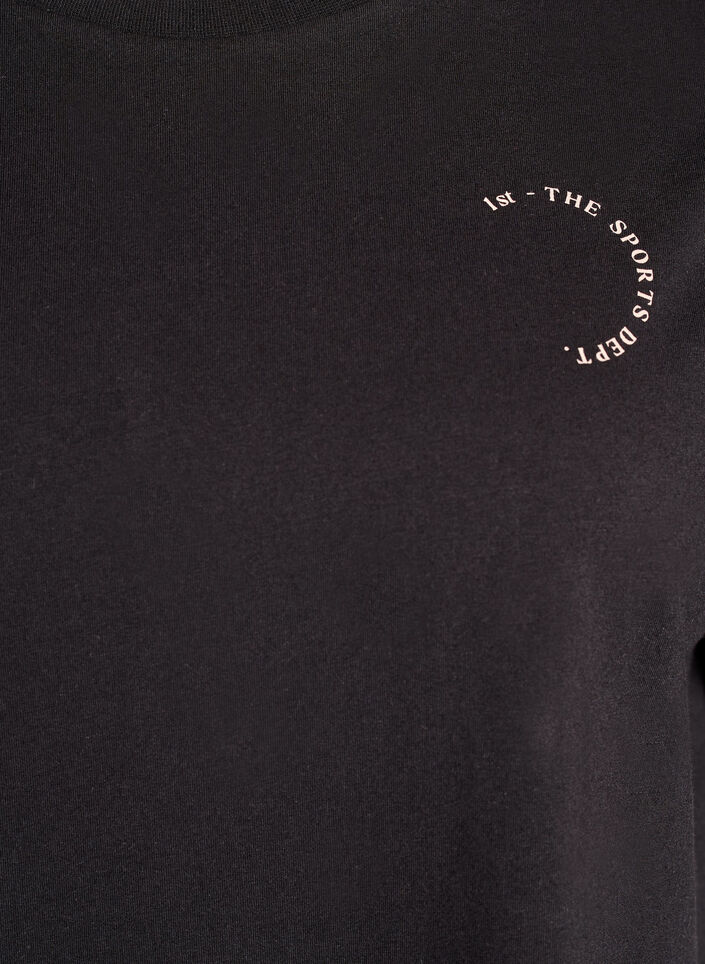 Sporty t-shirt in organic cotton, Black, Packshot image number 2