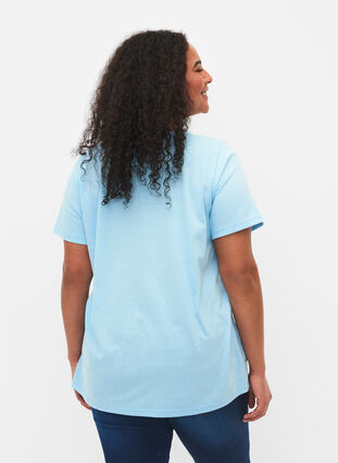 Short sleeve t-shirt with v-neckline, Sky Blue, Model image number 1