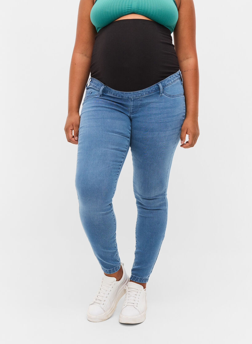 Maternity jeggings in a cotton blend, Light blue denim, Model image number 2