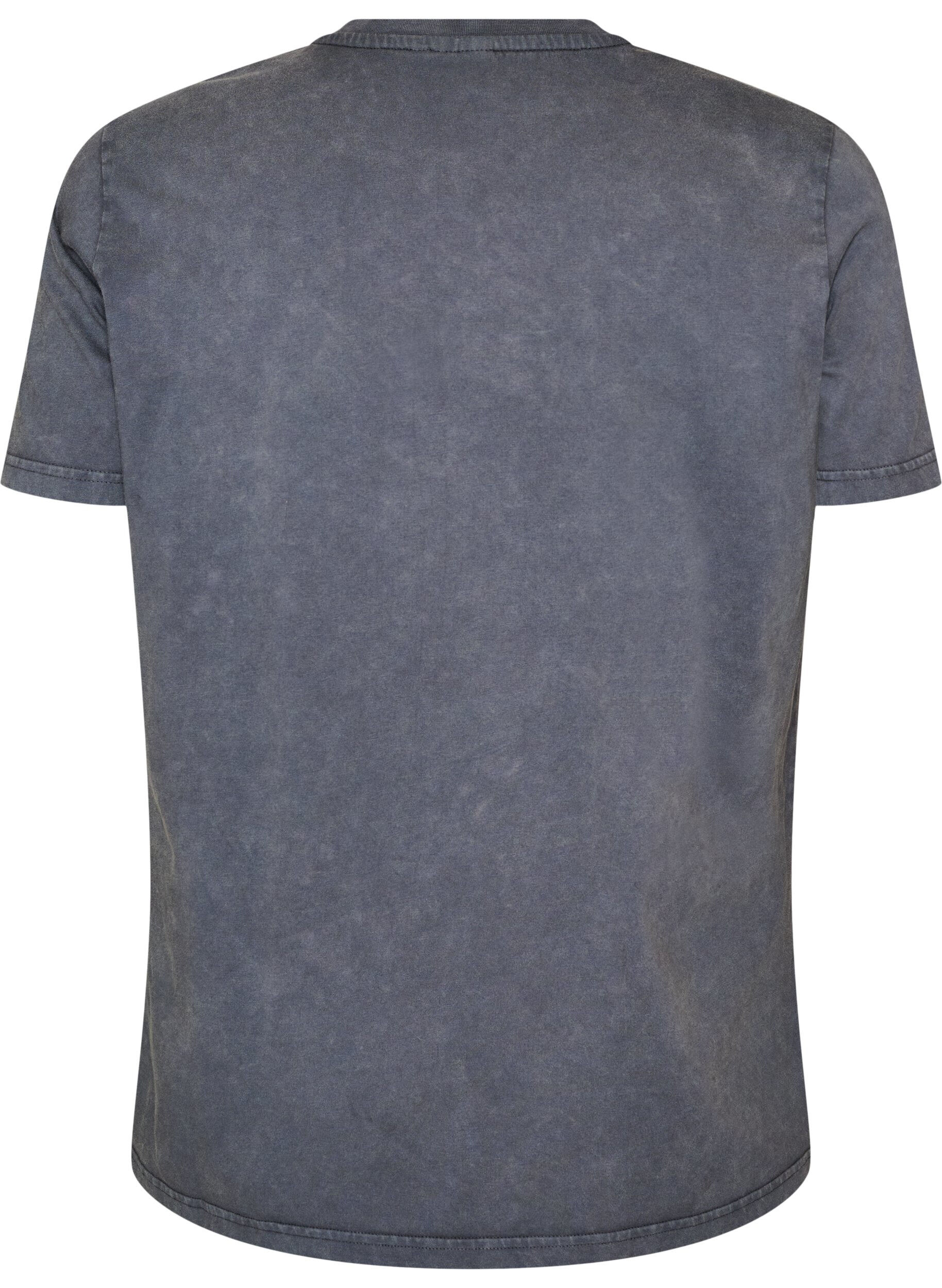 Zizzifashion Cotton T-shirt with front print and a washed look, Grey, Packshot image number 1