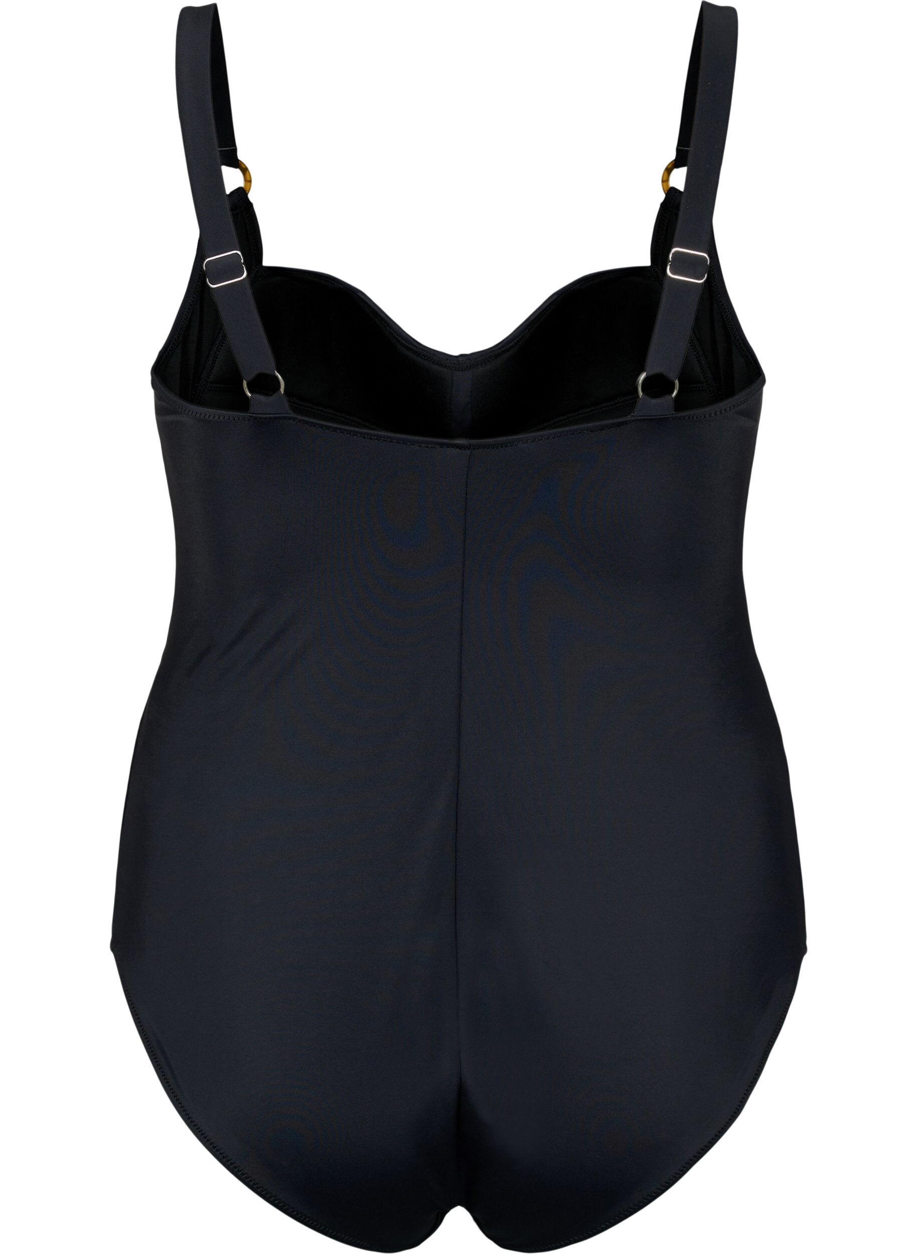 Zizzifashion Quilted swimsuit with drapes, Black, Packshot image number 1
