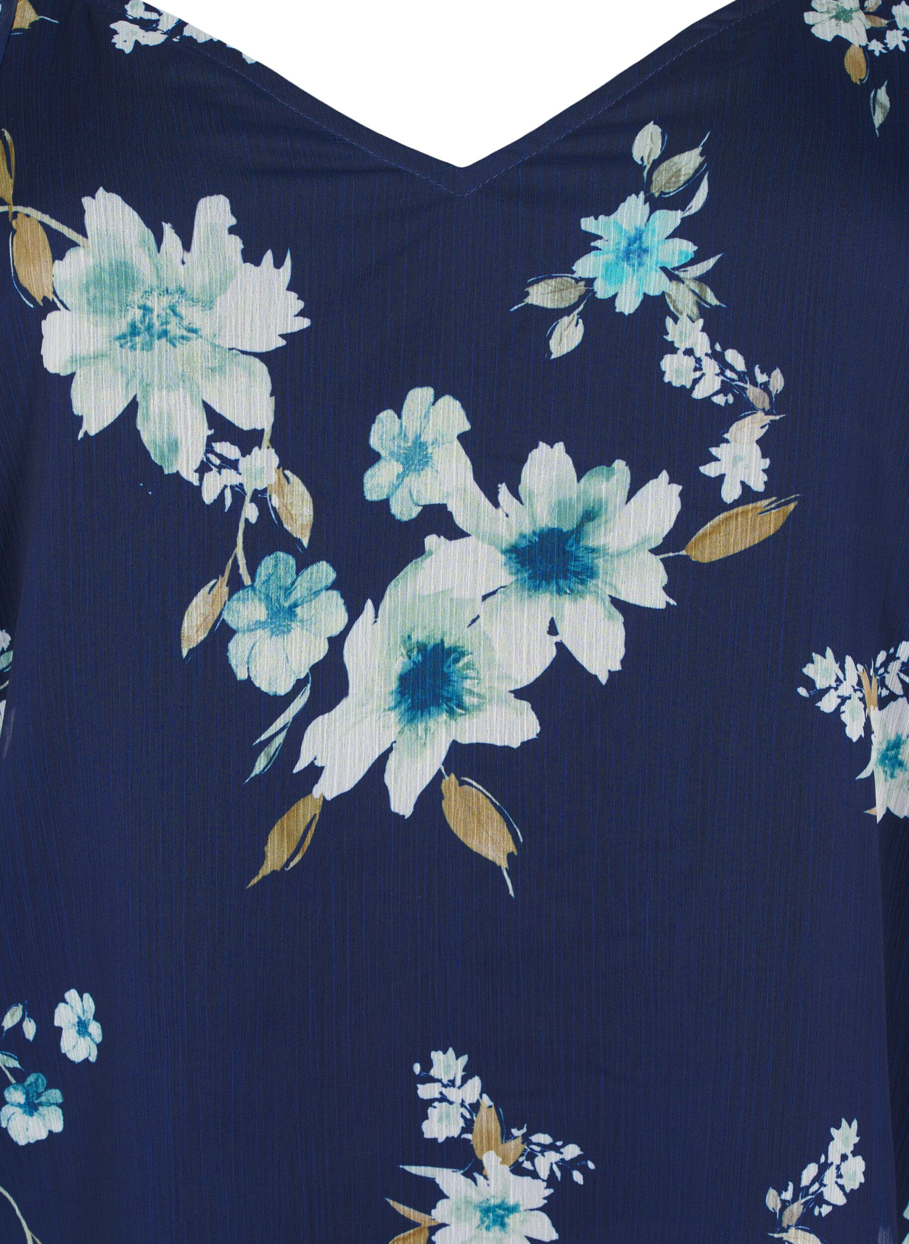 Zizzifashion Chiffon party dress with long sleeves, Blue, Packshot image number 2