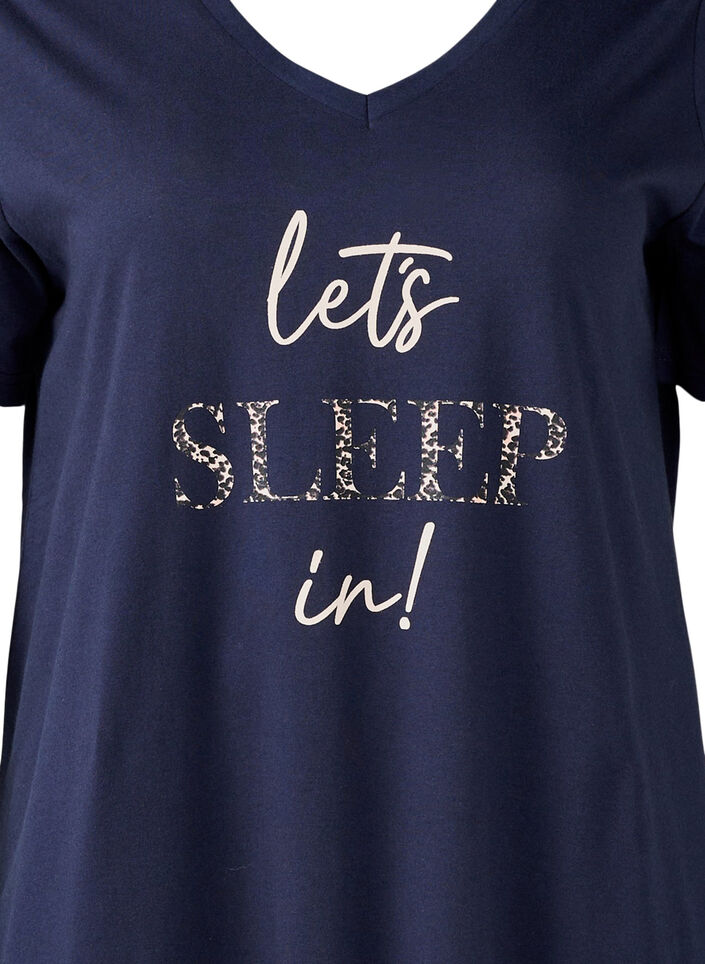 Organic cotton nightgown with v-neck, Blue, Packshot image number 2