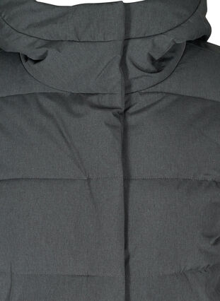 Long, hooded puffer winter jacket, Dark Grey Melange, Packshot image number 2