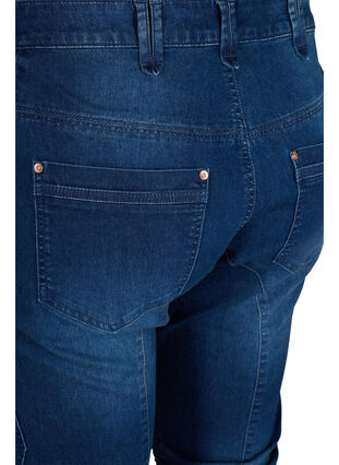 Slim fit capri jeans with pockets, Dark blue denim, Packshot image number 3