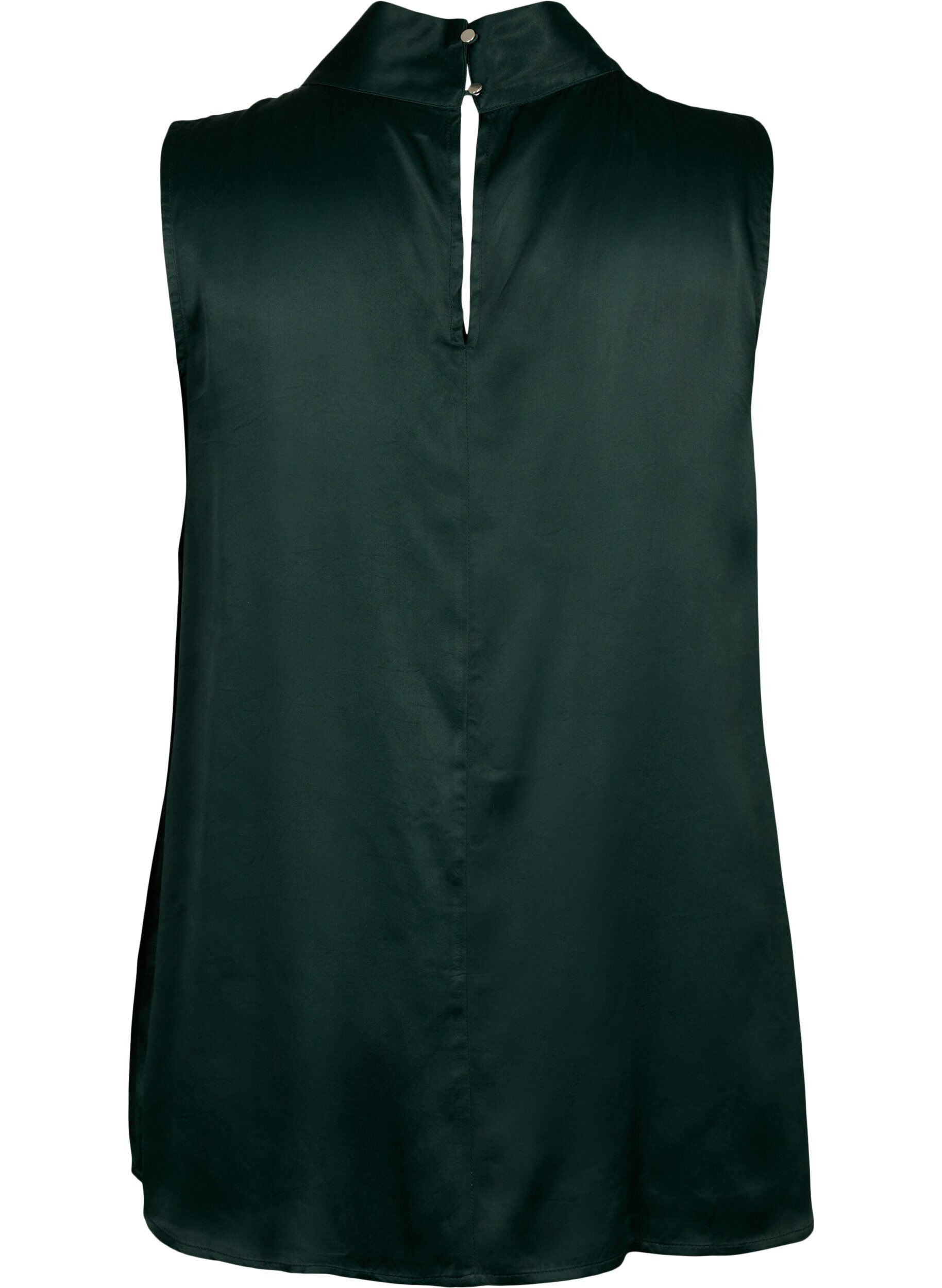 Zizzifashion Sleeveless top in viscose with detail, Scarab, Packshot image number 1