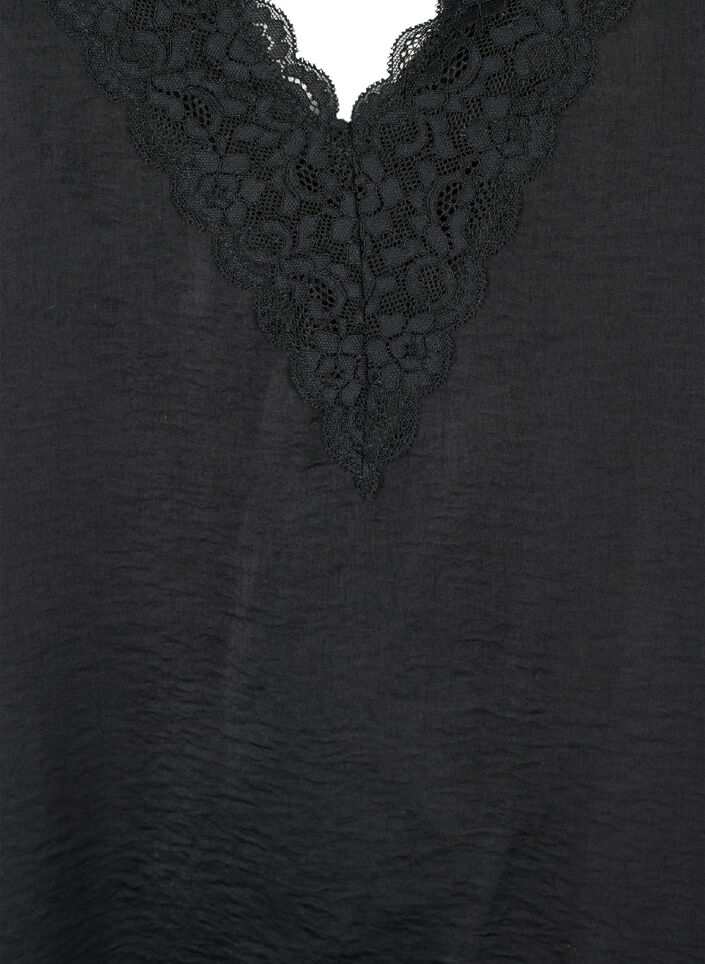 Top with lace and cross detail, Black, Packshot image number 2