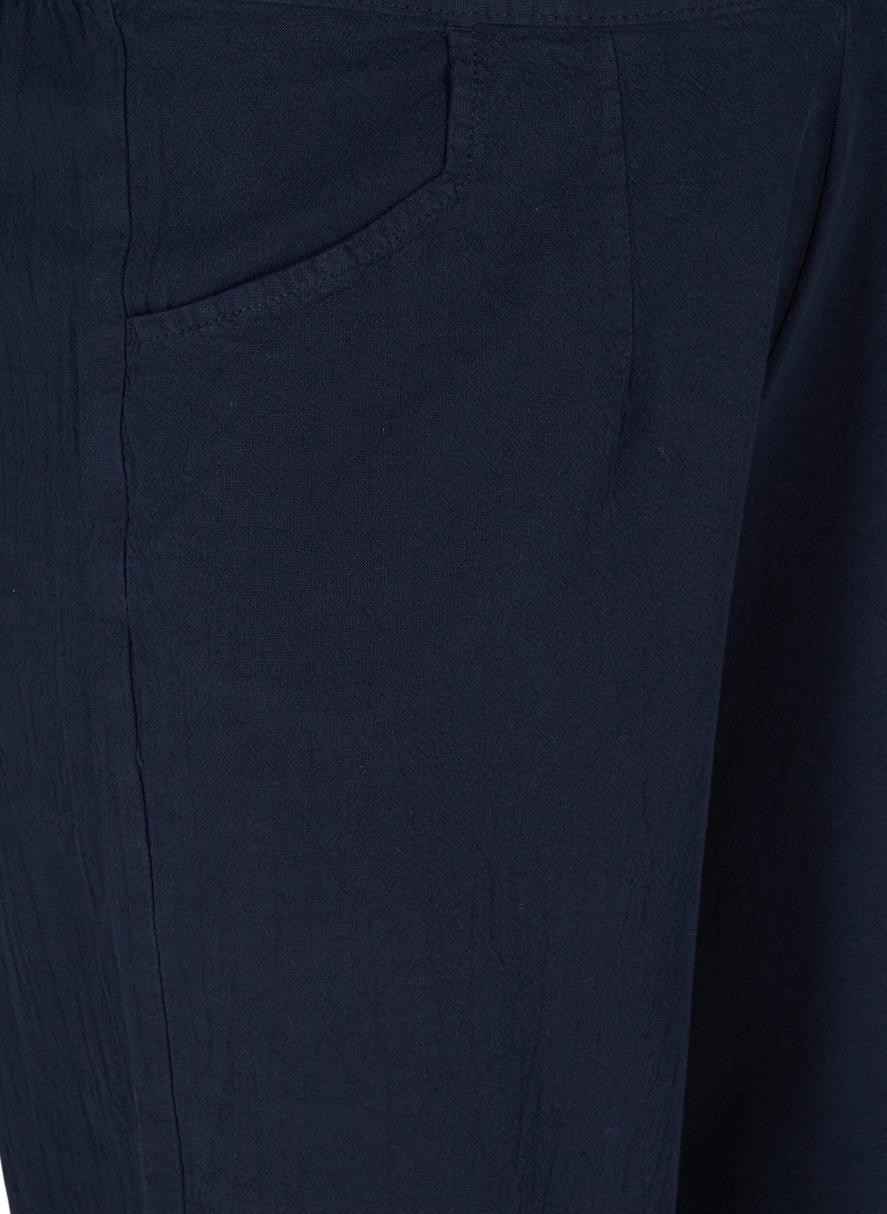 Zizzifashion Loose culotte trousers in cotton, Night Sky, Packshot image number 2