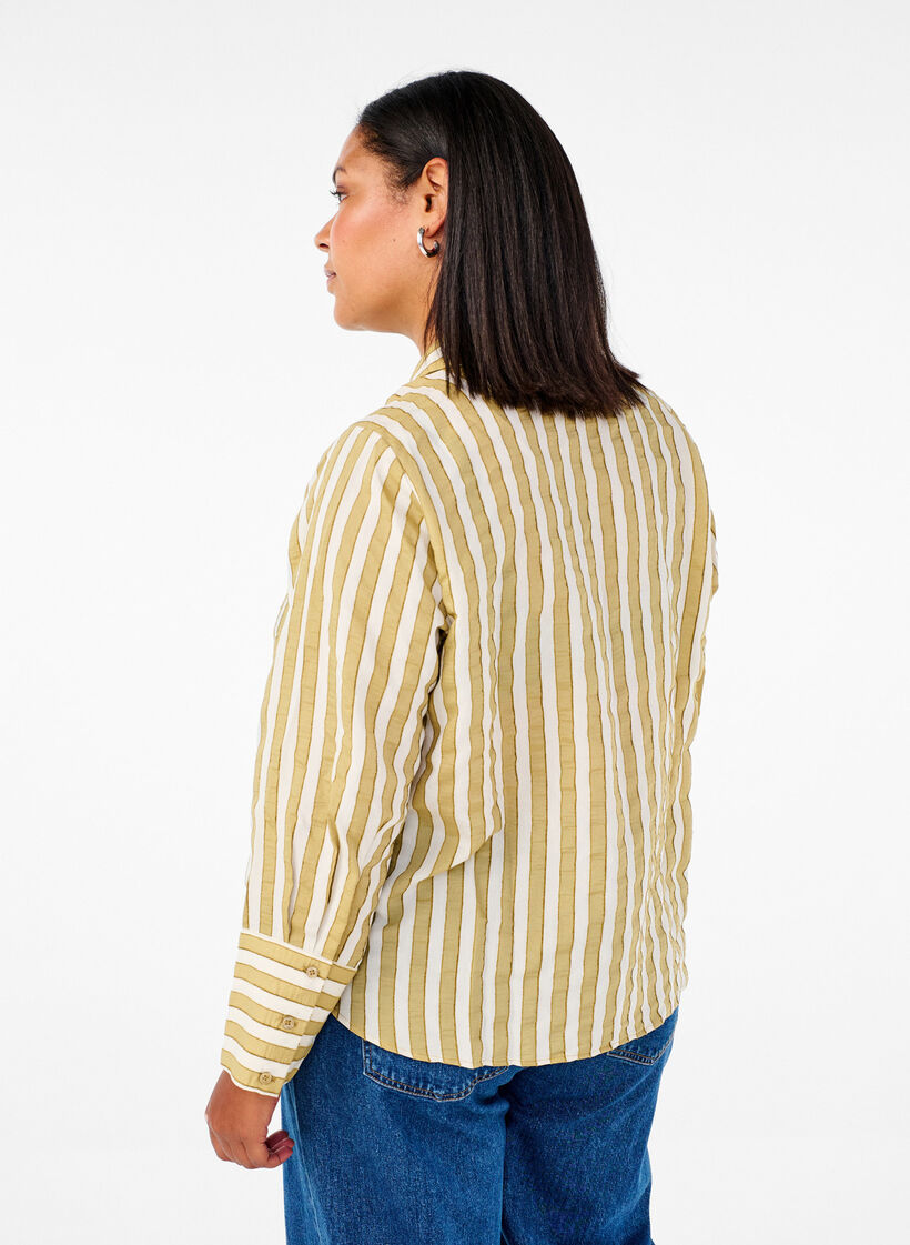 Loose shirt with stripes, Green, Model image number 2