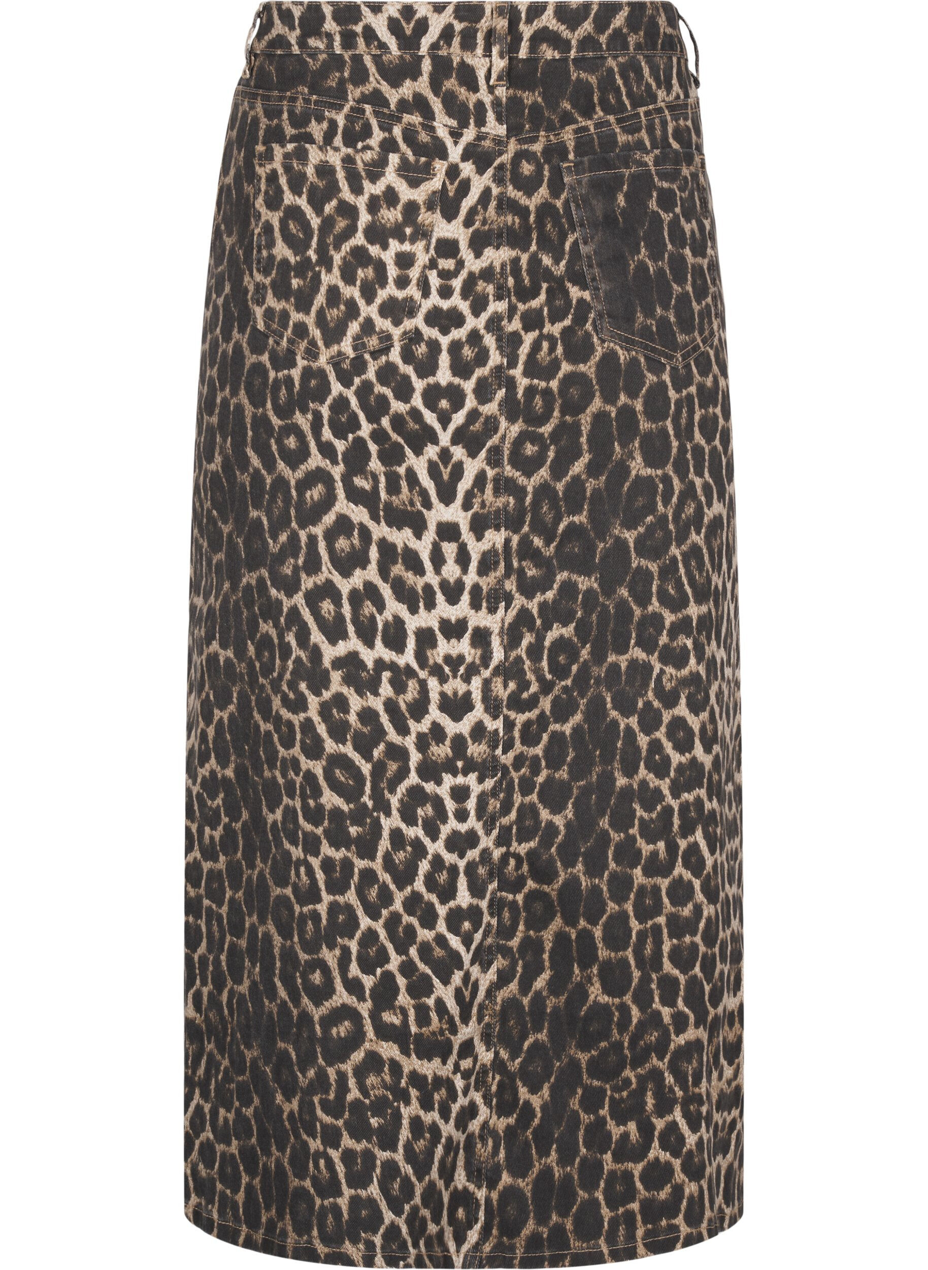 Zizzifashion Maxi skirt with leopard print and front slit, Leo AOP, Packshot image number 1