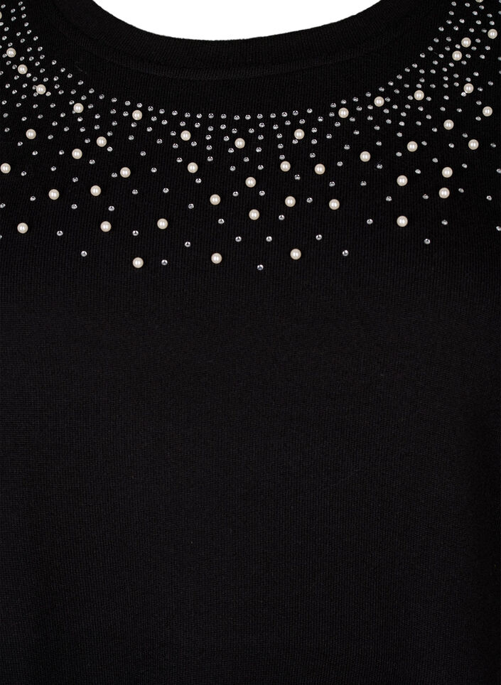 Blouse with pearl embellishment, Black, Packshot image number 2