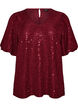 Sequin blouse with balloon sleeves, Red, Packshot image number 0
