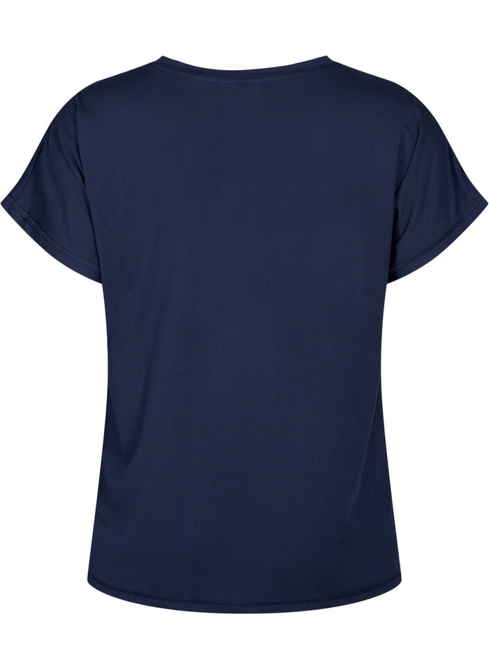 Loose training t-shirt with v-neck, Blue, Packshot image number 1