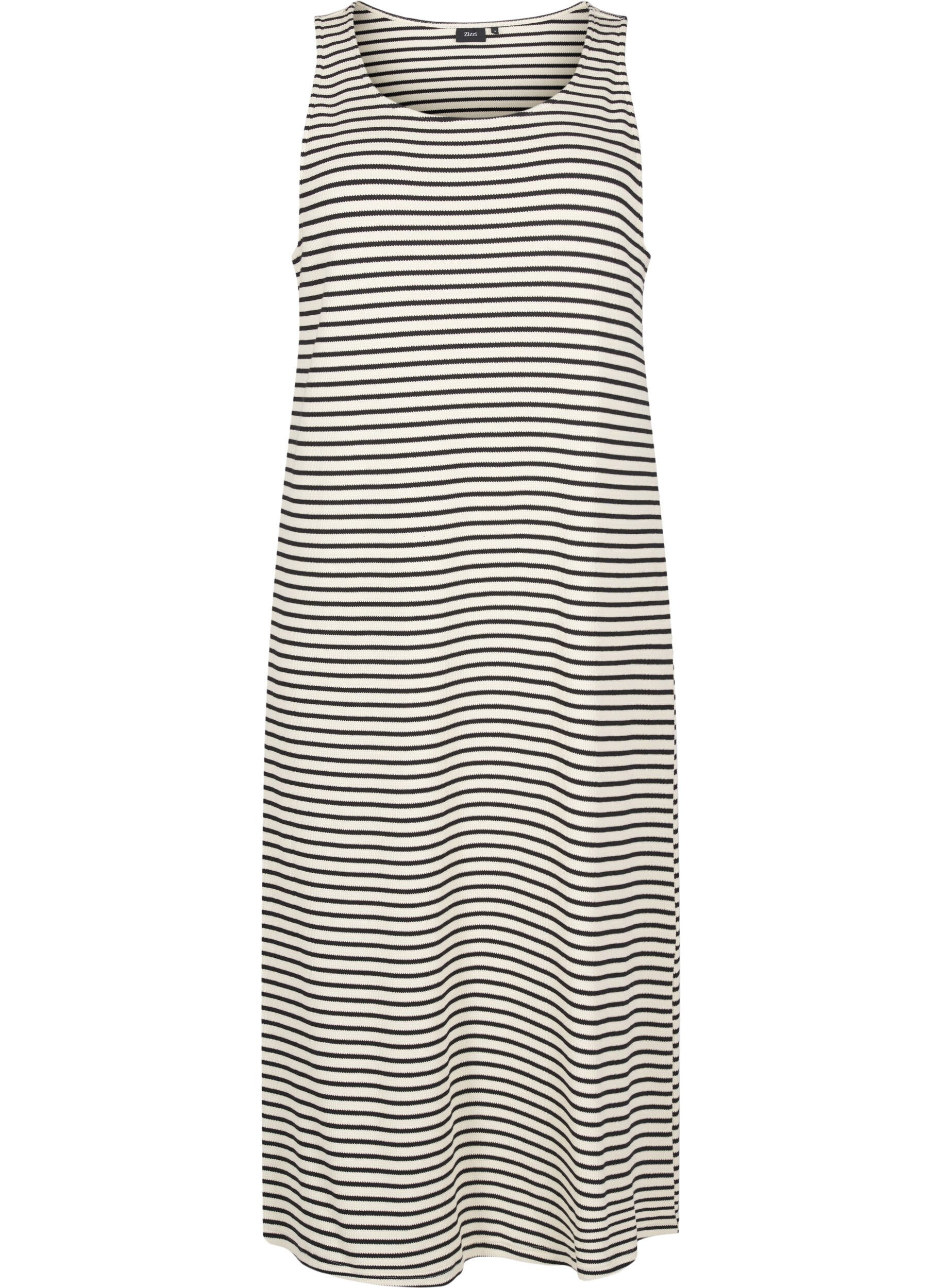 Zizzifashion Striped midi tank dress, White, Packshot image number 0