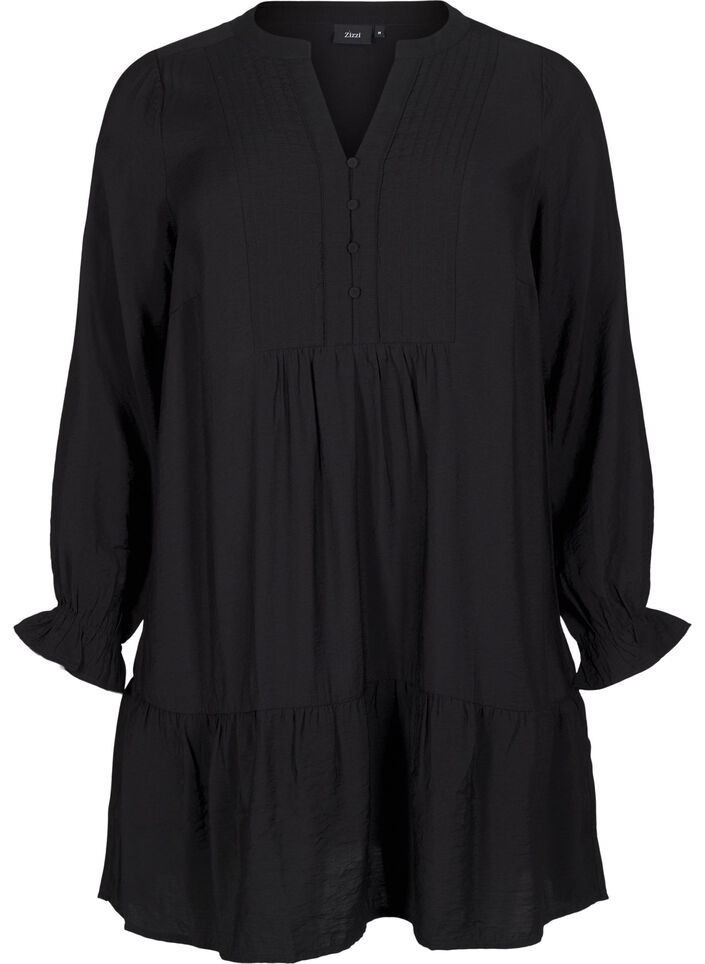 Short dress with stitching and buttons, Black, Packshot image number 0