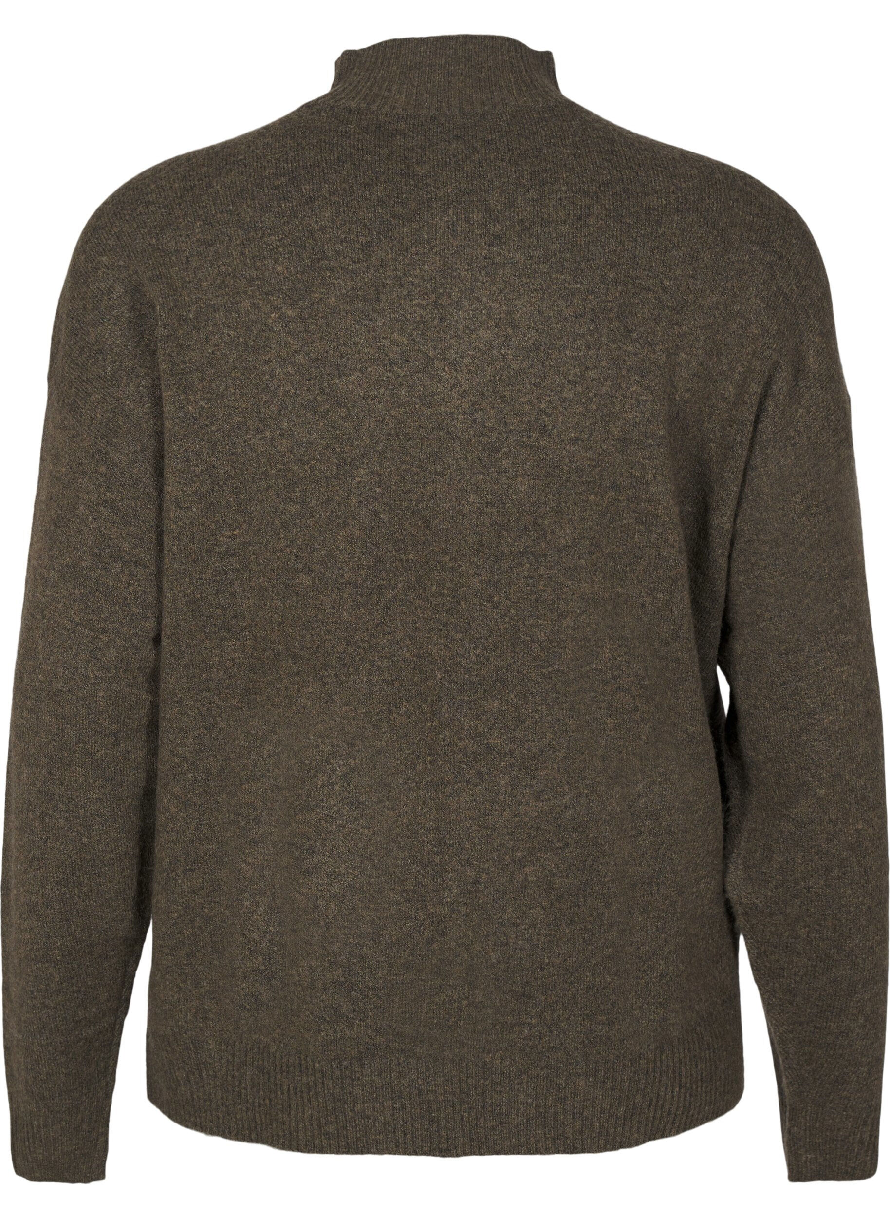 Zizzifashion Knitted wool blouse with high neck, Sea Turtle Mel., Packshot image number 1