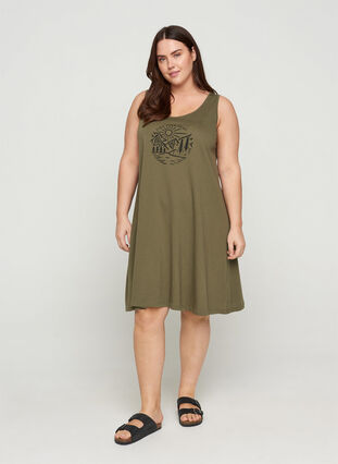 Sleeveless cotton dress in A-line, Ivy Green ROAD, Model image number 2