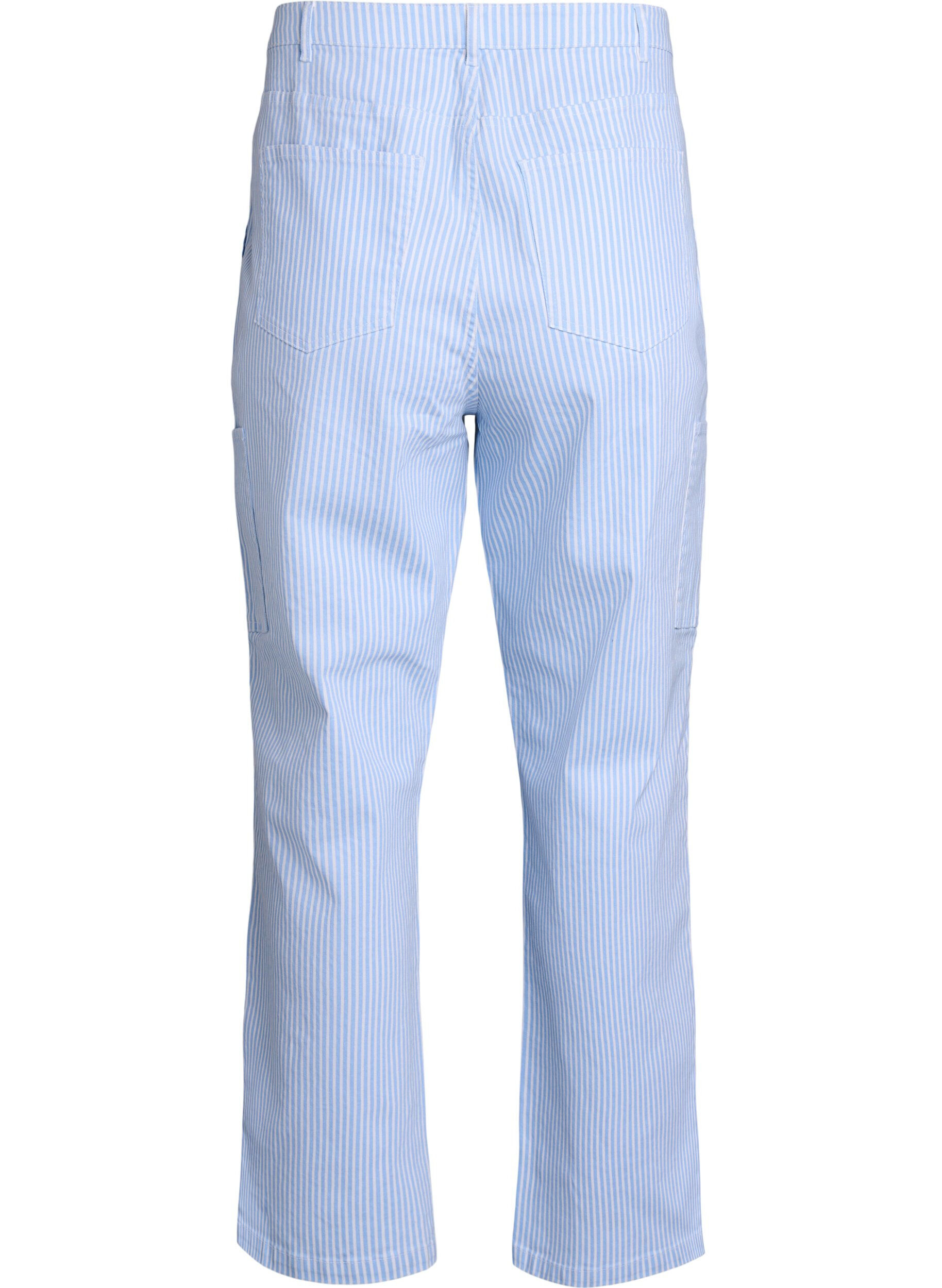 Zizzifashion High-waisted striped cargo jeans, Light Blue, Packshot image number 1