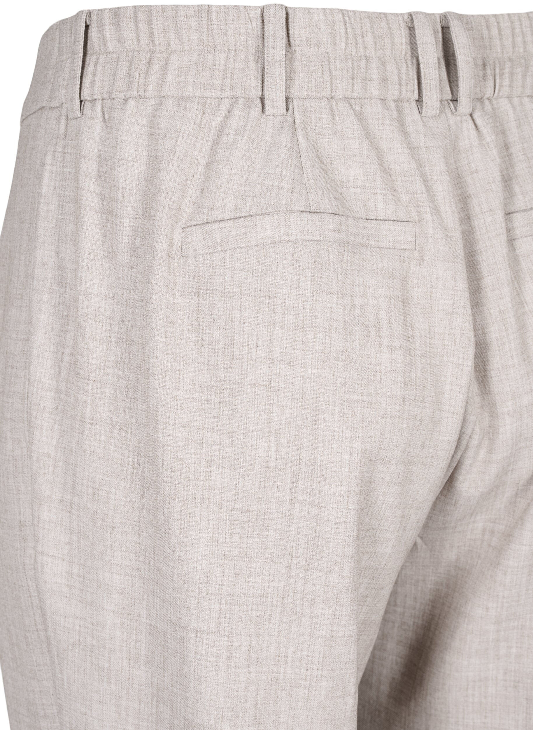 Zizzifashion Melange trousers with elastic and button closure, String, Packshot image number 3