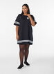 Short T-shirt dress with sporty details, Black, Model image number 1