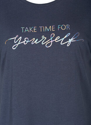 Short-sleeved exercise t-shirt with print, Graphite, Packshot image number 2