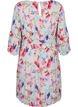 Printed pleated dress with waist tie, White/MultiFlowerAOP, Packshot image number 1
