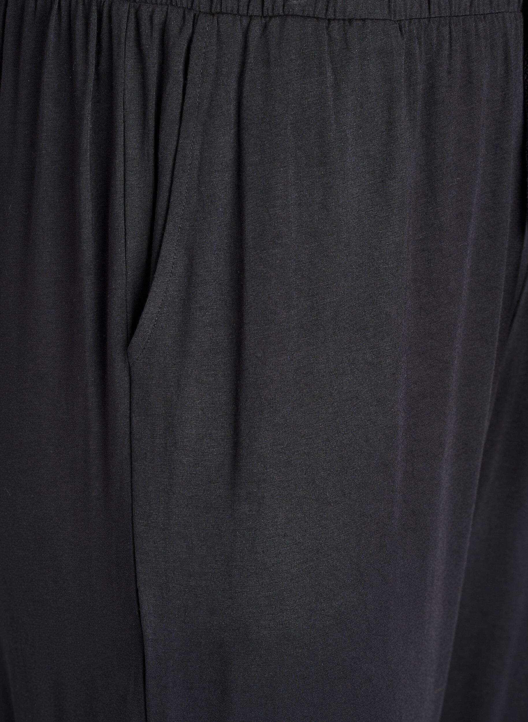 Zizzifashion Night trousers in modal with high waist, Black, Packshot image number 2