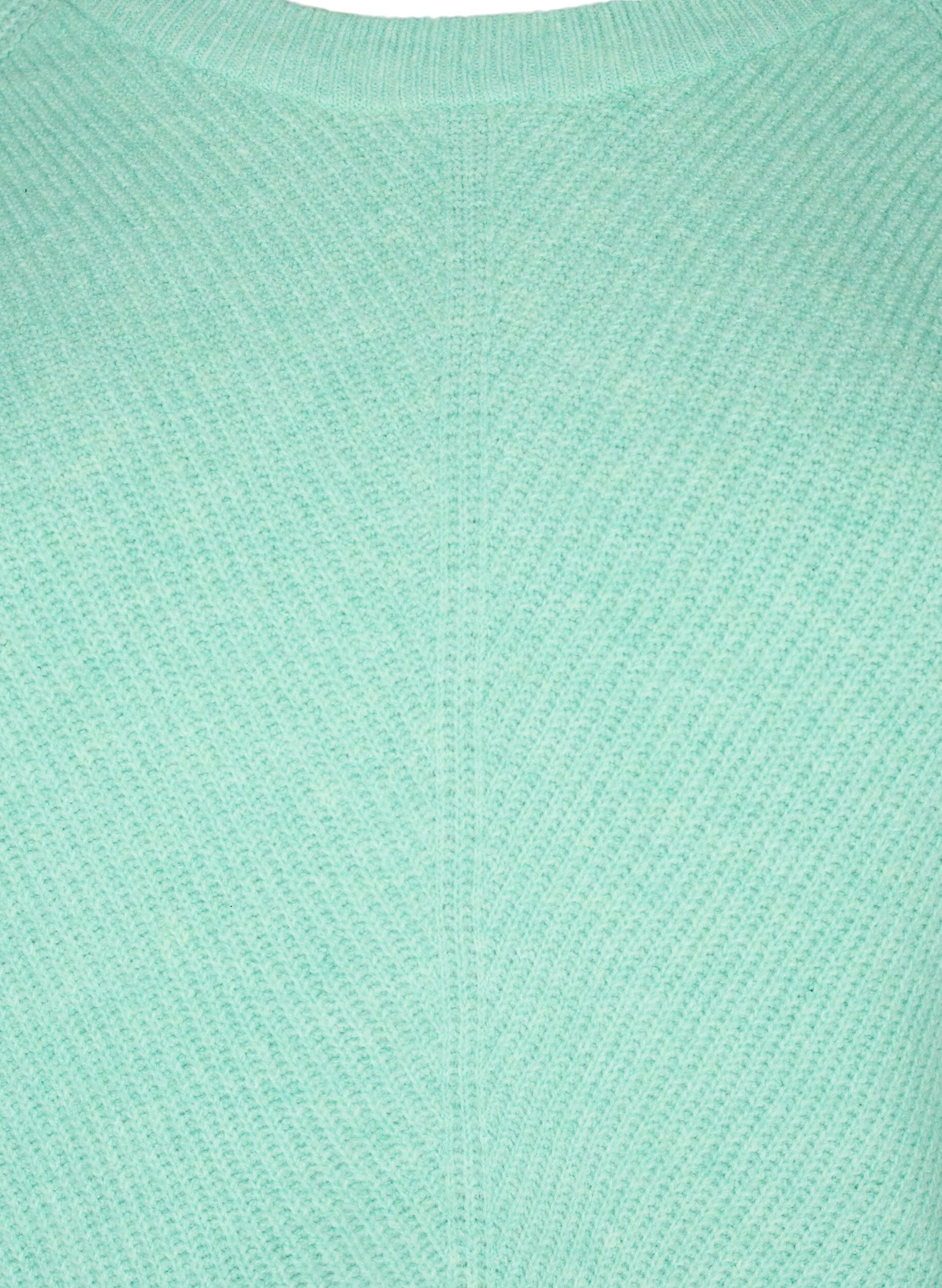 Zizzifashion Melange pullover with side slit, Cabbage/White, Packshot image number 2