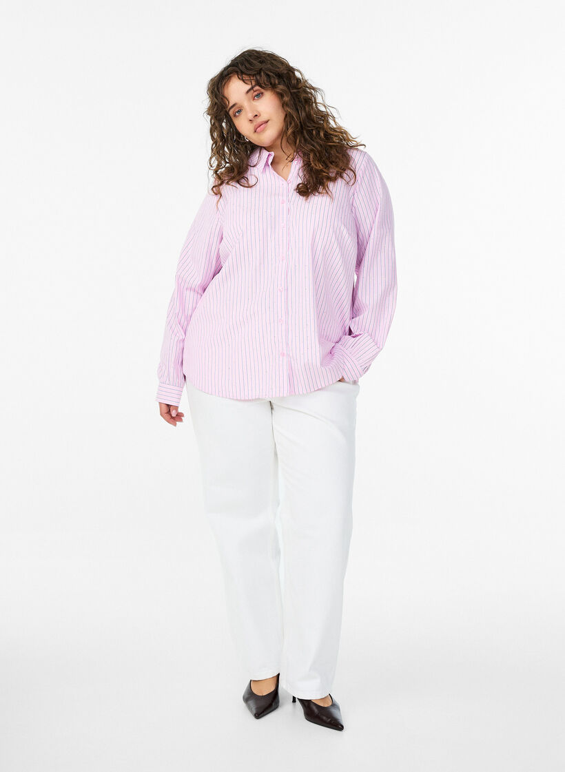 Striped shirt with studs, Pink, Model image number 1